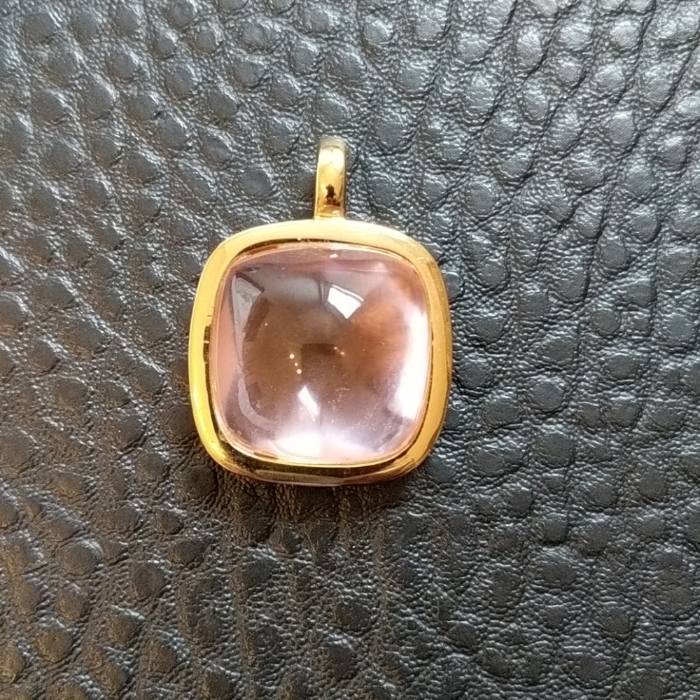 Pink glass and goldtone pendant